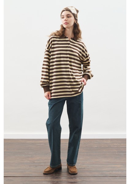 Polo Yaka Oversıze Tshırt Kahverengi fırsatları