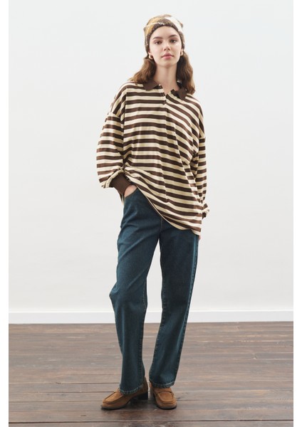 Polo Yaka Oversıze Tshırt Kahverengi indirimleri