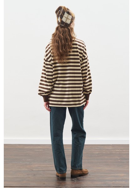 Polo Yaka Oversıze Tshırt Kahverengi