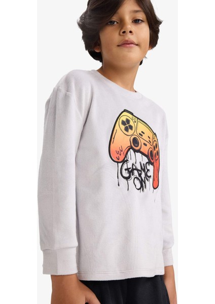 Erkek Çocuk Pijama Takımı Kadife Baskılı Uzun Kollu Üst Uzun Alt F0878A825WN modelleri