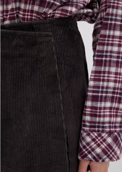 Kadife Kahverengi Şort Etek 1410234-90892