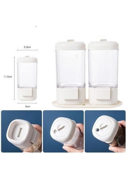 4lü Tuşlu Basmalı Baharatlık Seti Gramaj Ayarlı Tuzluk Şekerlik Tuz Biber Baharat Saklama Kabı 140ML fırsatları