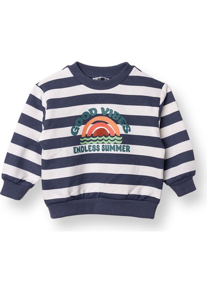 Erkek Bebek Sweatshirt Şardonlu Iki Iplik Bisiklet Yaka Uzun Kol