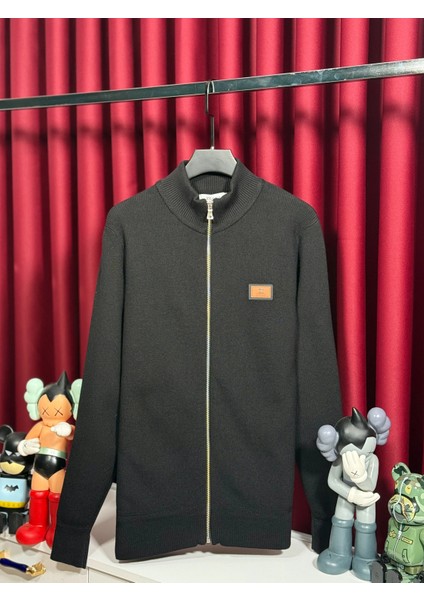 Zgn Tam Fermuarlı Siyah Erkek Triko Kazak - Özel Seri Ürün