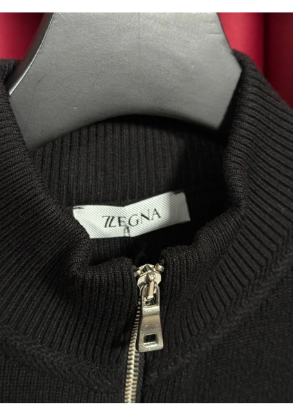Zgn Tam Fermuarlı Siyah Erkek Triko Kazak - Özel Seri Ürün indirimleri
