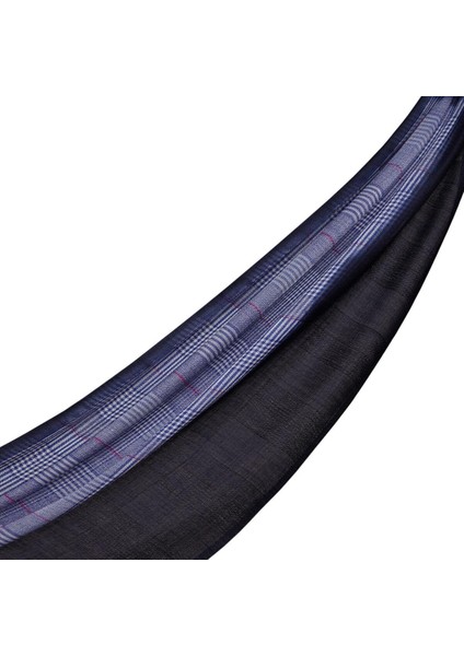 Ipekevi Ekose Desenli Yün Şal Lacivert