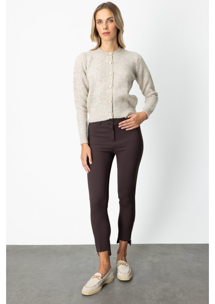 Kadın Düğmeli Sıfır Yaka Hırka 63903 Bej modelleri