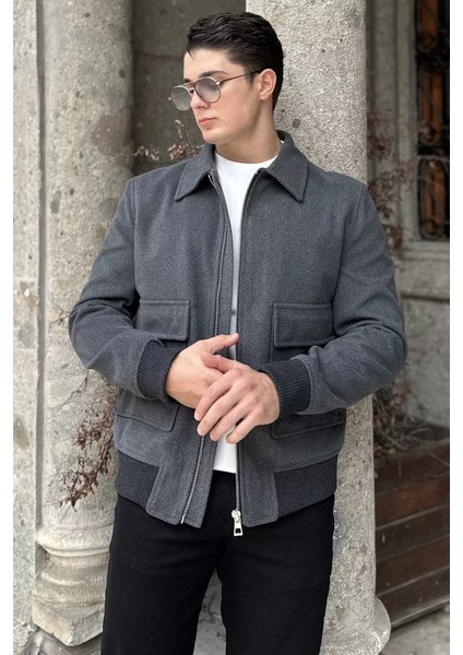 Cep Detaylı Ribanalı Erkek Kaşe Kaban P-00018797 modelleri