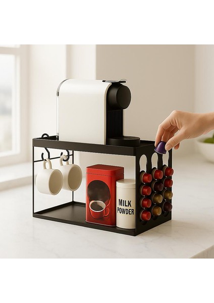 Kapsül Kahve Organizeri Model 3 Siyah - Şık ve Fonksiyonel Düzenleyici Stand