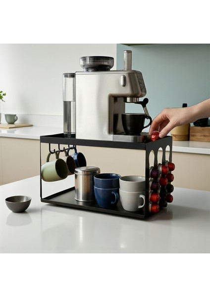 Kapsül Kahve Organizeri Model 3 Siyah - Şık ve Fonksiyonel Düzenleyici Stand modelleri