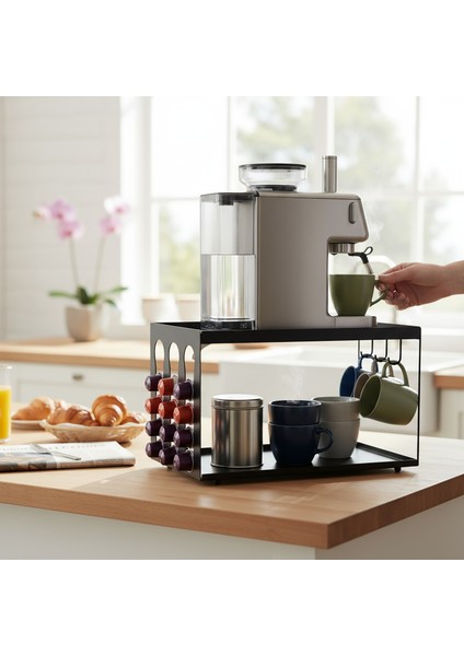 Kapsül Kahve Organizeri Model 3 Siyah - Şık ve Fonksiyonel Düzenleyici Stand fırsatları