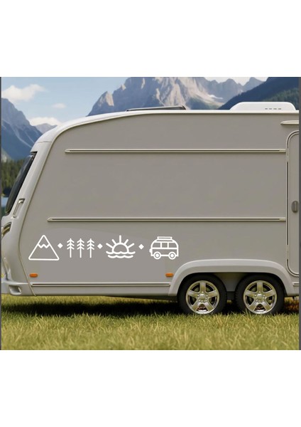 Sahil,karava,dağ ve Orman Sticker - Araba Oto Motosiklet Karavan Sticker Etiket 02123 indirimleri