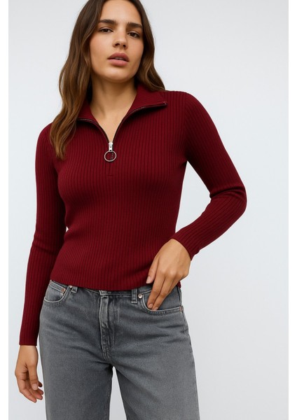 Fermuarlı Polo Yaka Kazak fiyatları