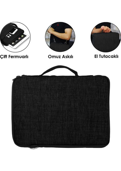 Apple iPad Pro 11 2025 Tablet Uyumlu Tablet Çanta+Türkçe Bluetooth Klavye+Mouse+Tablet Standı-Siyah AL8128