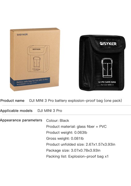 Djı Mini 3 Pro Için Qısyker Patlamaya Lı Pil Saklama Çantası (1 Adet Pil Için Uygundur) (Yurt Dışından) indirimleri