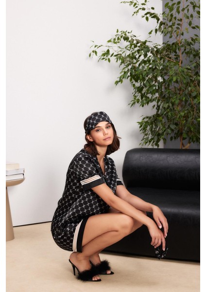 Saten Biyeli Kadın Pijama Takımı - 1325 Siyah modelleri