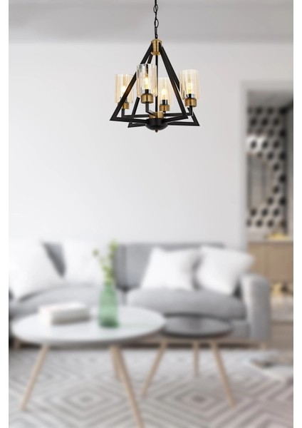 Prizma 4'lü Klasik Avize Siyah