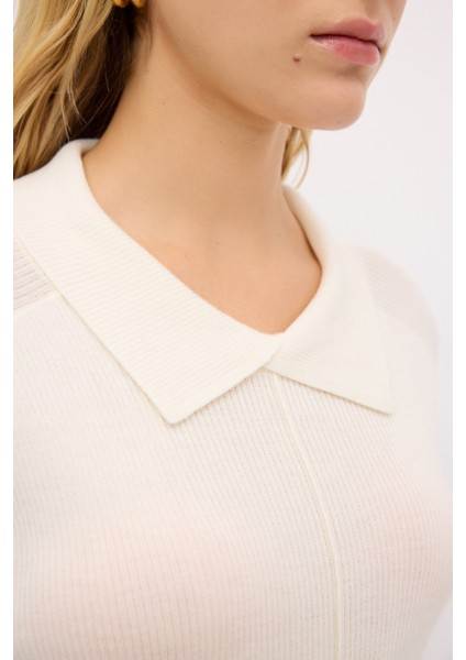 Yaka Detaylı Yün Triko Kazak Kemik 13944057000 fiyatları