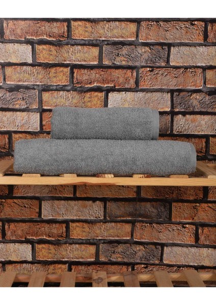 2 Parça &AMP;#37;100 Pamuklu Soft Lüx Banyo Havlu Seti Gri