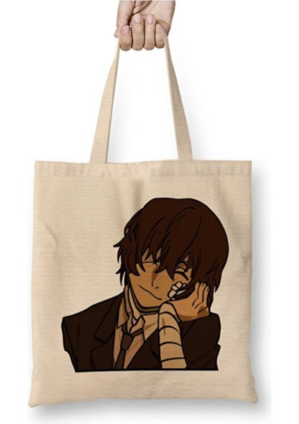 Osamu Dazai Bungo Stray Dogs Bez Çanta Uzun Saplı Alışveriş Çantası Plaj Çantası