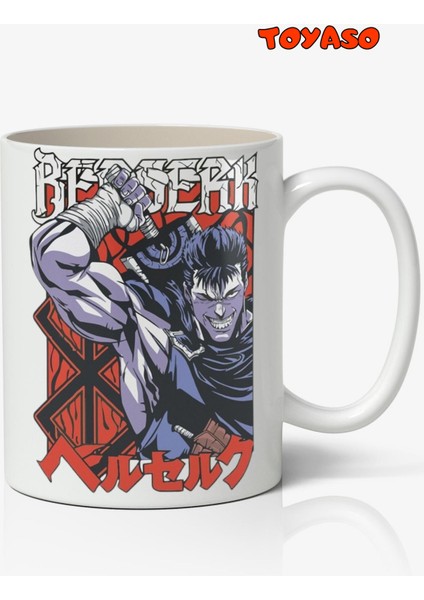 Berserk Guts Anime Temalı Beyaz Kupa Bardak Sevgiliye Arkadaşa Hediye