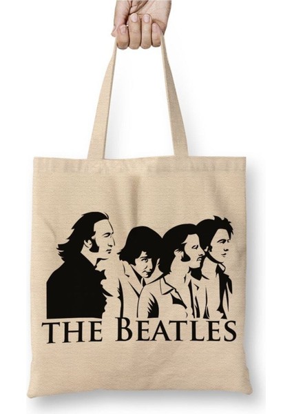 The Beatles 01 Beyaz Bez Çanta Uzun Saplı Alışveriş Çantası Plaj Çantası