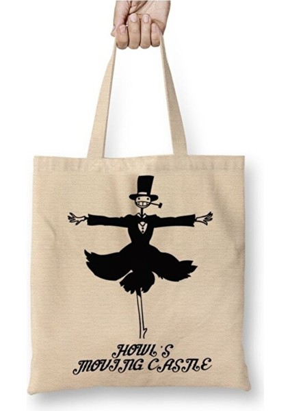 Howls Moving Castle Bez Çanta Uzun Saplı Alışveriş Çantası Plaj Çantası