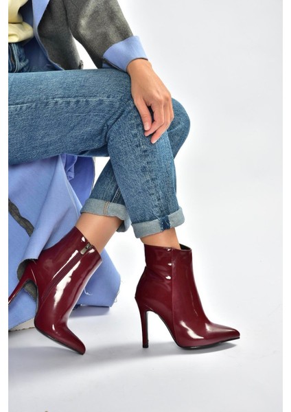 N372524408 Bordo Rugan Ince Topuklu Kadın Bot modelleri