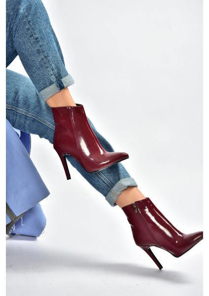 N372524408 Bordo Rugan Ince Topuklu Kadın Bot indirimleri
