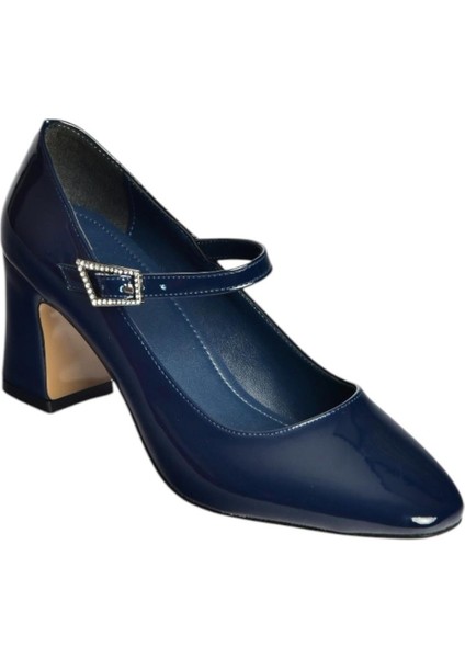 V250670708 Lacivert Rugan Kalın Topuklu Kadın Ayakkabı indirimleri