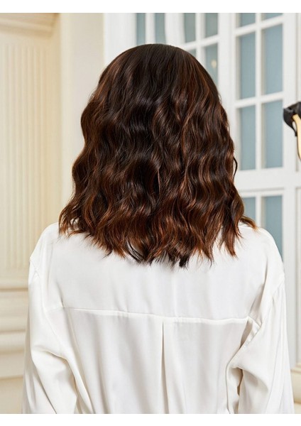 Kahverengi / Karamel Röfleli Küt Tül Peruk