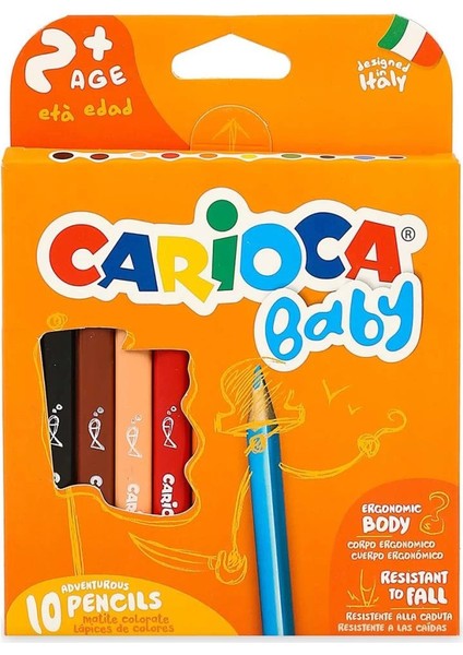 Çocuk Carioca Baby Üçgen Kuru Boya Kalemi 10'lu