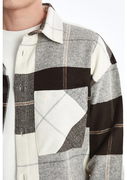 Xsıde Kahverengi Rahat Kalıp Uzun Kollu Erkek Gömlek Ceket modelleri