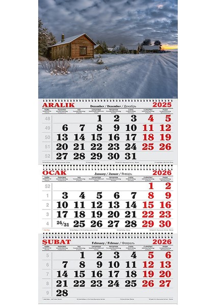 2026 Yılı Gemici Takvimi- Karlı Kulübeler