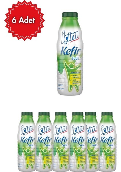 Içim Sade Kefir 1 Lt x 6 Adet (6 Litre) | Doğal Fermente Probiyotik Içecek | Bağışıklık Güçlendirici