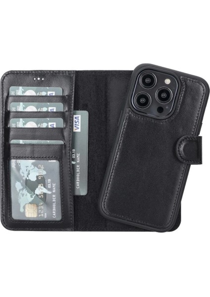 Apple iPhone 14 Pro Uyumlu Deri Cüzdanlı Kılıf Mwwn Rst1 Siyah indirimleri