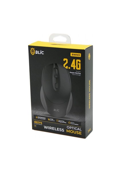 Blic-Bwm3 Siyah Kablosuz Mouse 2.4g 8-10M Distance Wireless - Kablosuz 1600DPI (5324)