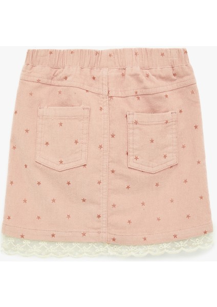 Dantel Detaylı Yıldız Işlemeli A Kesim Pamuklu Mini Etek fiyatları