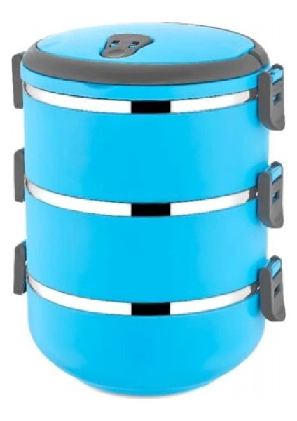 Sefer Tası Yemek Termosu Saklama Kabı Termosu 3lü - Mavi (5324)