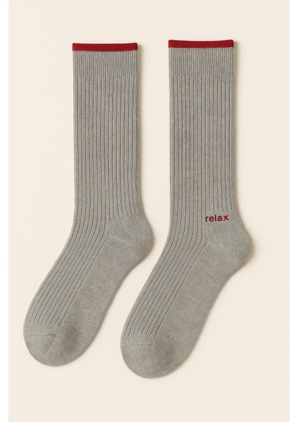 Erkek Relax Baskılı Soket Çorap Gri