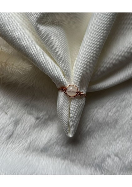 Selenit Taşı Ayarlanabilir Bakır Renk Tel Yüzük