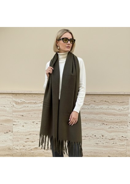 Klein Soft Touch Püskül Detaylı Yün Dokulu Premium Kışlık Şal Saçaklı Atkı modelleri