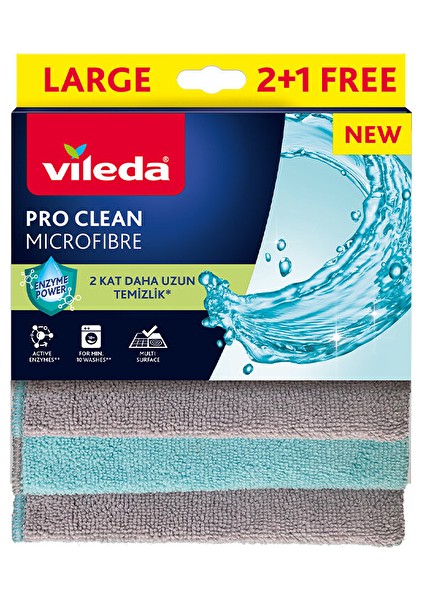 2 Adet Pro Clean Mikrofiber Bez 2+1'li