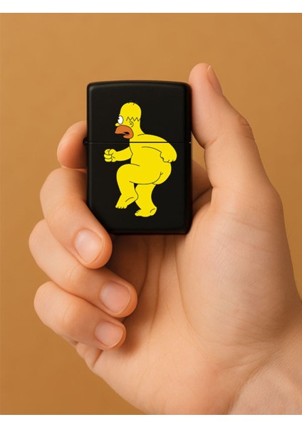 Özel Tasarım Şık ve Dayanıklı Uv Desenli Baskılı Benzinli Metal Çakmak Homer-Simpson