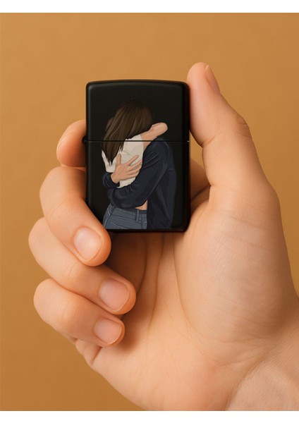 Özel Tasarım Şık ve Dayanıklı Uv Desenli Baskılı Benzinli Metal Çakmak Canım Sevgilim