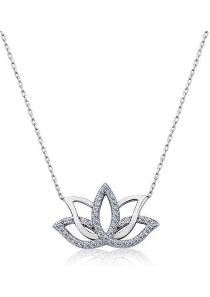 Gümüş Lotus Çiçeği Kolye