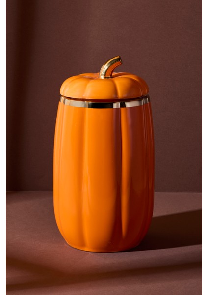 Balkabak L Kapaklı Porselen Kavanoz 23X12.4 cm