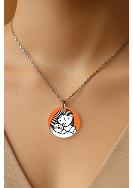 Şeffaf Sert Akrilik Kolye Ucu ve Üzeri Zincirli Desenli Kolye Patili Dostum