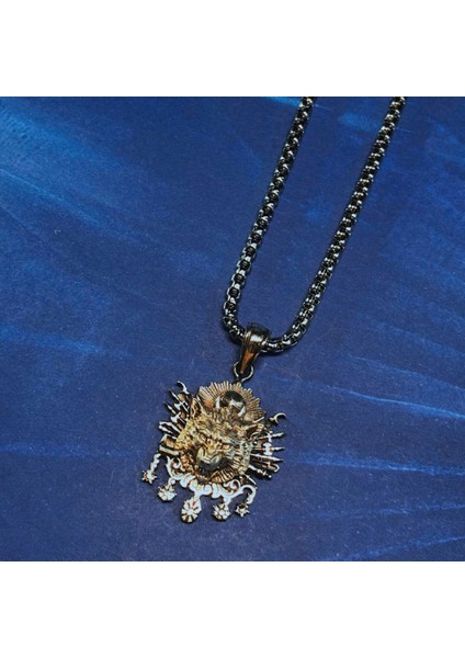 Kurt Figürlü Osmanlı Tuğrası El Işçiliği 925 Ayar Gümüş Erkek Kolye