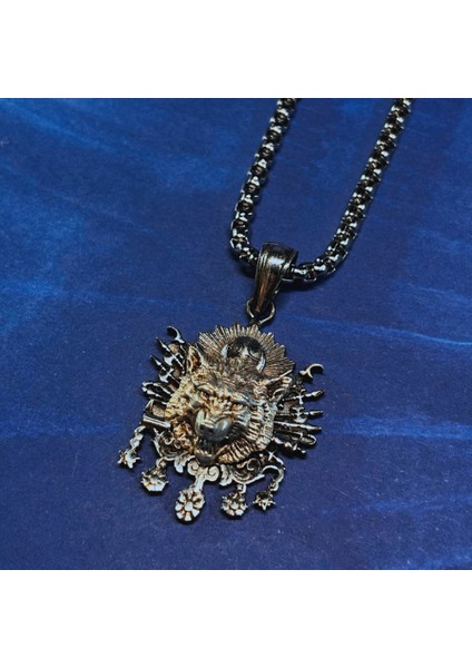 Kurt Figürlü Osmanlı Tuğrası El Işçiliği 925 Ayar Gümüş Erkek Kolye fırsatları